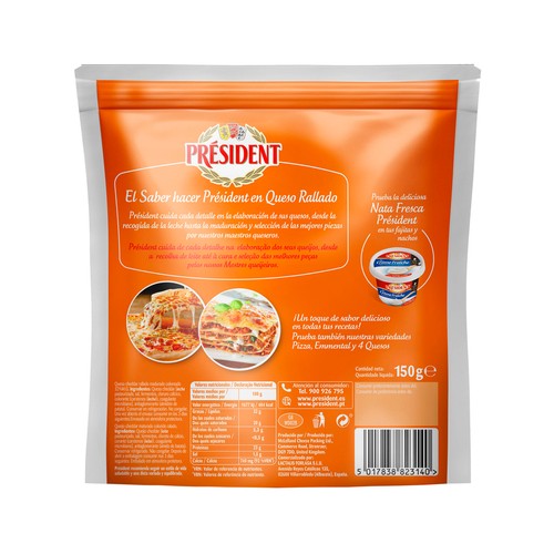 PRESIDENT Queso Cheddar rallado PRESIDENT 150g