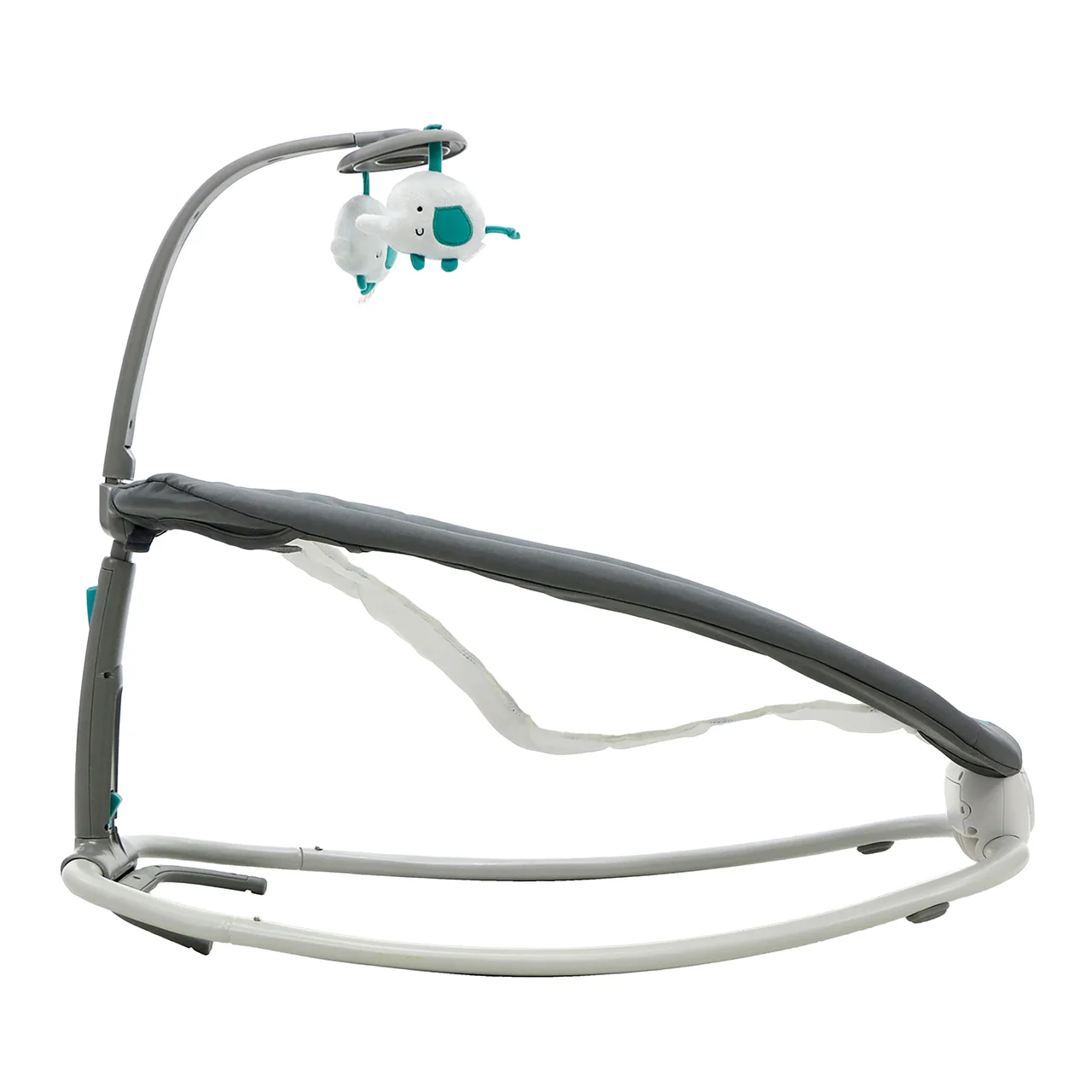 Hamaquita musical Fold Elefante color aqua, con juguetero extraíble, 7 melodías