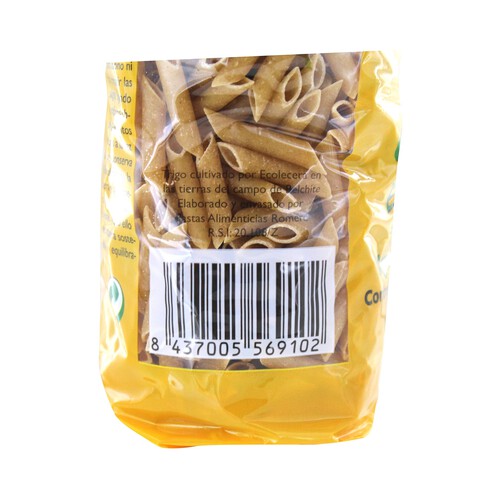ECOLECERA Pasta macarrones ecológicos, pasta compuesta integral de calidad superior ECOLECERA 500 g.