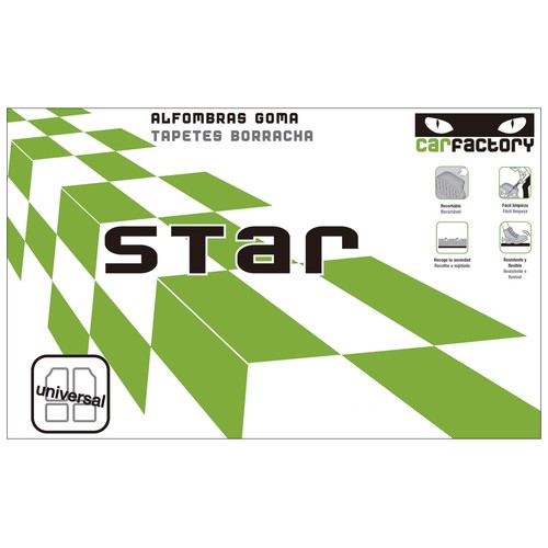 Juego de 4 alfombrillas universales de goma de color negro CAR FACTORY Star.