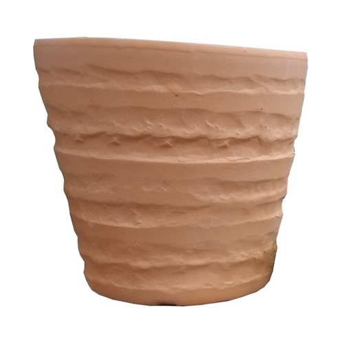 Maceta de barro rústica con relieve, 18cm IBERLUS.