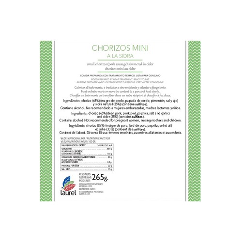 LAUREL Chorizos mini a la sidra 265 g.