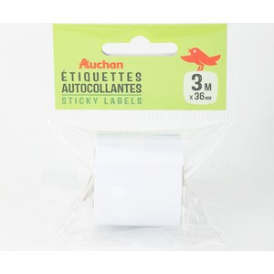 Imagen de Rollo adhesivo para etiquetas 3mx36mm, AUCHAN.