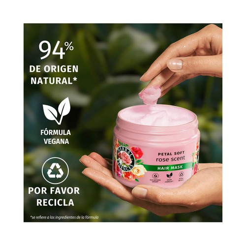 HERBAL ESSENCES Mascarilla capilar suavizante e hidrante con aroma a rosas, para cabellos secos 300 ml.