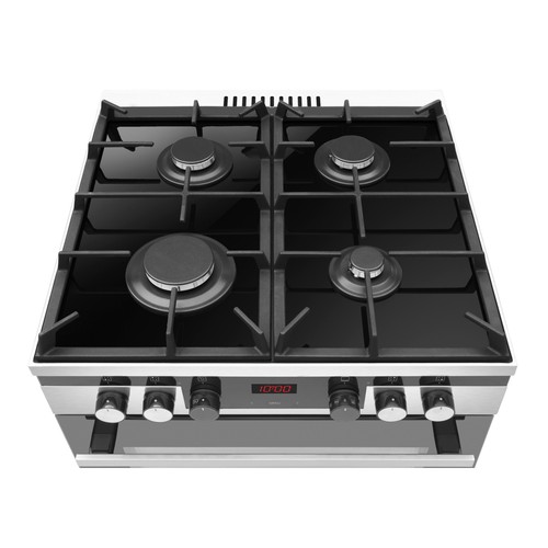 Cocina independiente a gas butano FAGOR 3CLG-610BX inox, 4 fuegos, horno eléctrico 77L, H: 85cm, A: 60cm, F: 60cm.