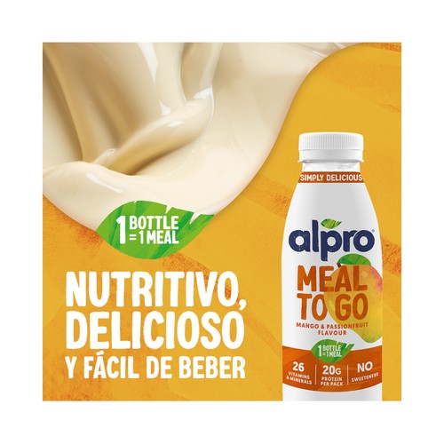 ALPRO Meal to go Bebida vegetal de soja sabor mango y fruta de la pasión 500 ml.