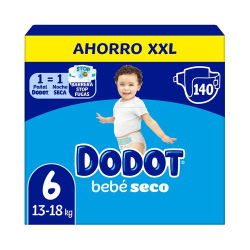 DODOT Bebé-seco Pañales talla 6 (13-18 kg) 140 uds.