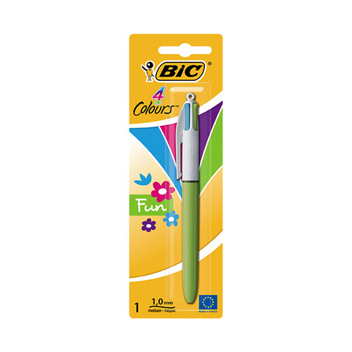 Bolígrafo con tinta base de aceite de 4 colores retráctil, BIC.