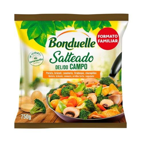 BONDUELLE Mezcla de verduras (brócoli, zanahoria, tirabeque), patata y champiñón 750 g.