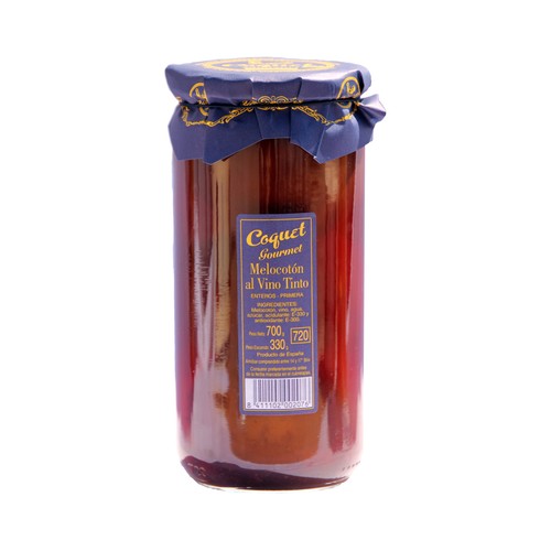 COQUET Melocotón entero al vino tinto COQUET bote 330 g.
