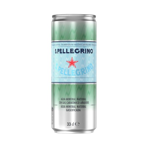 SAN PELLEGRINO Agua mineral natural con gas lata pack 6 x 330 ml.