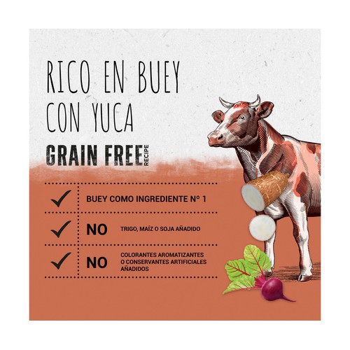Comida para perros seca de buey BEYOND GRAIN FREE 1,2 kg.
