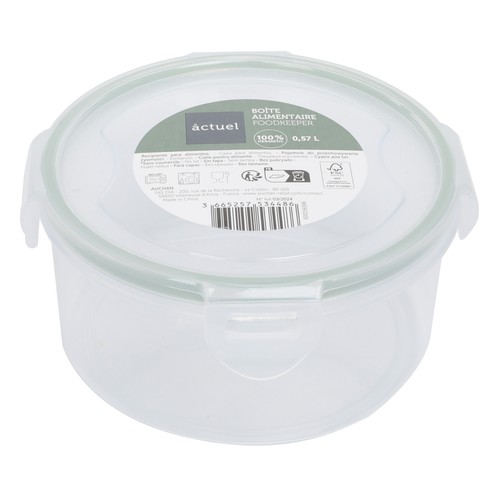 Recipiente hermético de plástico redondo 0,6L., ACTUEL.