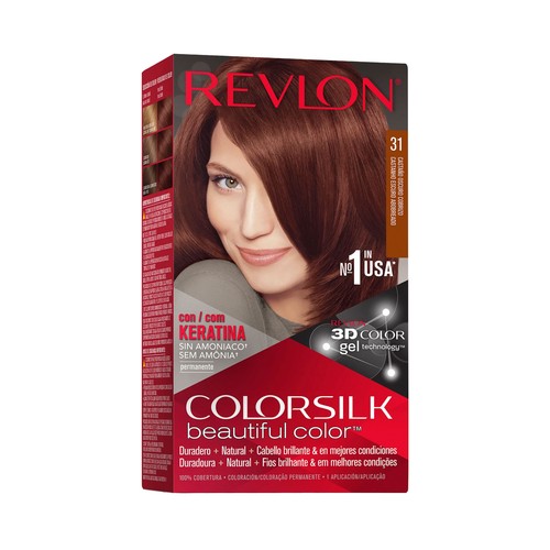 REVLON Colorsilk tono 31 Castaño oscuro cobrizo Coloración permanente sin amoniaco.