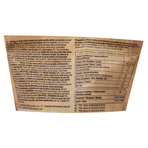 PRODUCTO ALCAMPO Mezcla de frutas y frutos secos (Mix Harmonie)  200 g.