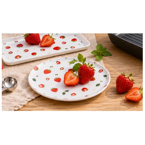 Plato 22cm polipropileno decorado fresa. P&P