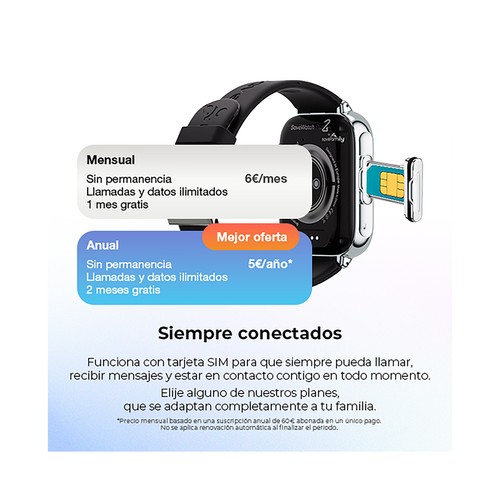 Smartwatch SAVEFAMILY SaveWatch Plus 2, Esfera Blanca, Correa de Silicona Maui".