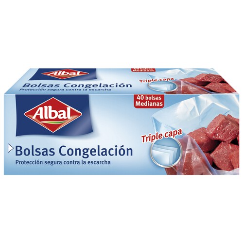 ALBAL Bolsas de congelación medianas ALBAL 6,8 litros 40 unidades