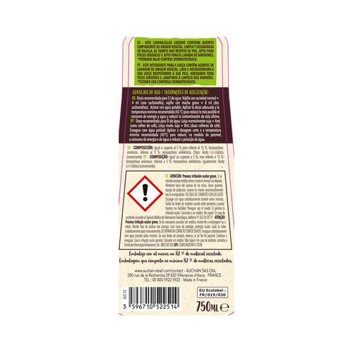 PRODUCTO ALCAMPO Lavavajillas concentrado pieles sensibles 750 ml