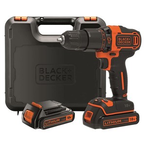 Imagen de Taladro atornillador con batería litio 18V, 2 baterías y maletín, BLACK + DECKER BDCHD18KB.