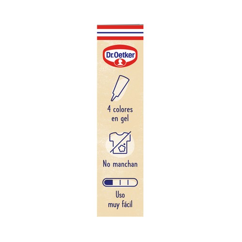 DR. OETKER Colorantes alimentarios, 4 colores pastel en gel 40 g.