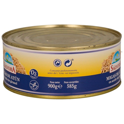 SÁLVORA Atún en aceite de girasol en migas lata de 585 g.