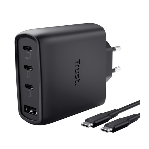 Cargador de casa TRUST Maxo Gan, 65W, 4 puertos + cable usb C