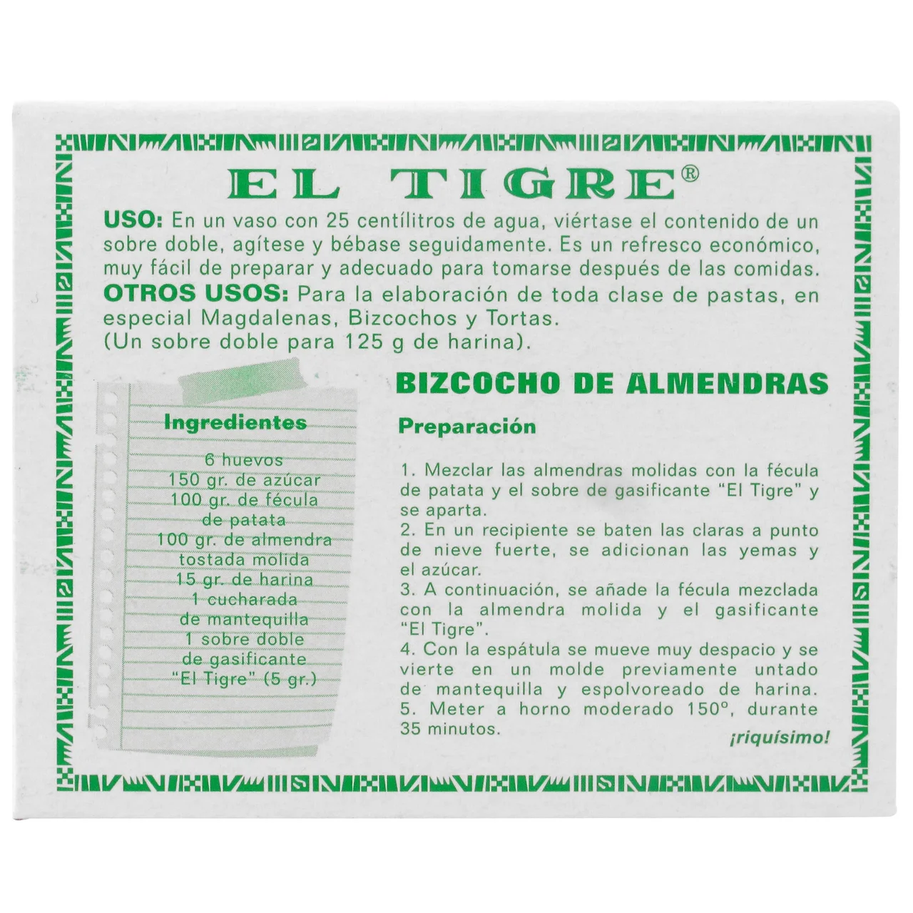 EL TIGRE Productopolvo para preparación de bebida refrescante tipo gaseosa EL TIGRE pack 8 unidades 39 g.