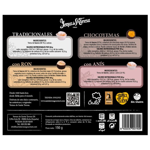 Estuche con 12 yemas de Santa Teresa surtidas SANTA TERESA Gourmet 12 uds.