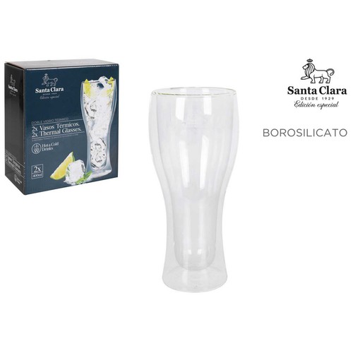 Set 2 vasos 400ml borosilicato, para cerveza. SANTA CLARA