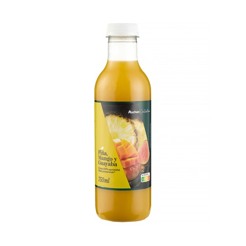 AUCHAN COLLECTION Zumo exprimido de piña, mango y guayaba botella 750 ml.