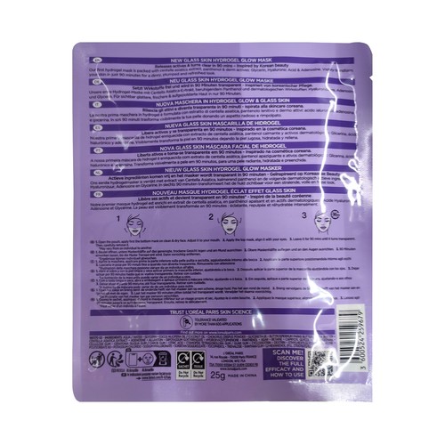 L´ORÉAL PARIS Revitalift Mascarilla facial de hydrogel con efecto glass skin.