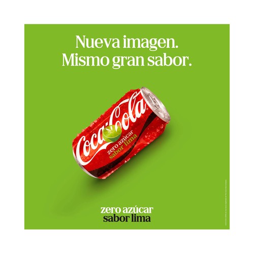 COCA COLA Zero azúcar Refresco de cola con sabor a lima lata 33 cl.