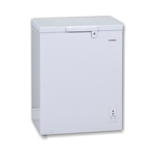 Arcón congelador ROMMER CHE 154, color banco, clasificación energética: E, H: 83,5cm, A: 63,5cm, F: 56cm, capacidad total: 142L.