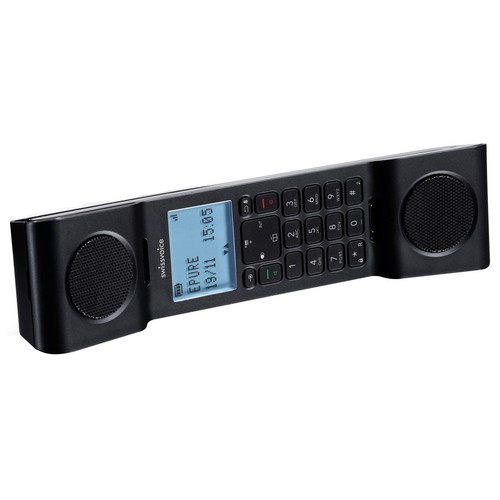 Teléfono inalámbrico SWISSVOICE ePure v2 Black Neutral identificador llamadas, pantalla retroiluminada, agenda 100 contactos, manos libres.