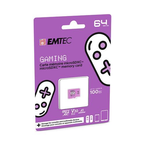 Tarjeta de memoria MicroSDXC EMTEC 64GB Morado Nintendo Switch.