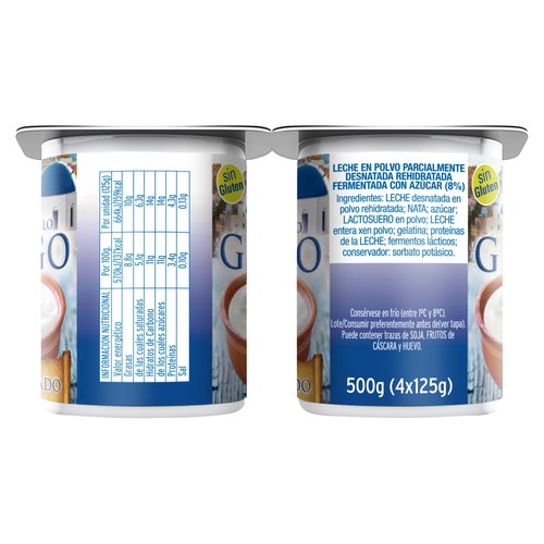 KALISE Yogur estilo griego natural azucarado  4 x 125 g.
