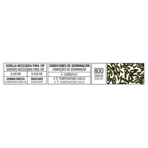 Sobre de semillas para sembrar lechugas de la variedad Romana de hoja larga de color verde claro PRODUCTO ALCAMPO