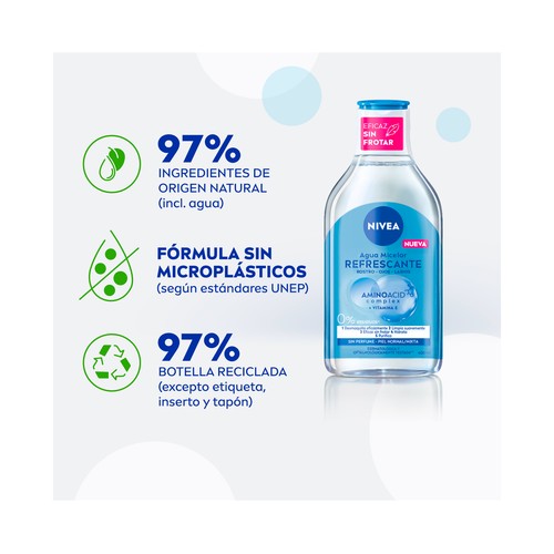 NIVEA Micell air Agua micelar desmaquilladora de rostro y ojos, para pieles normales a mixtas 400 ml.
