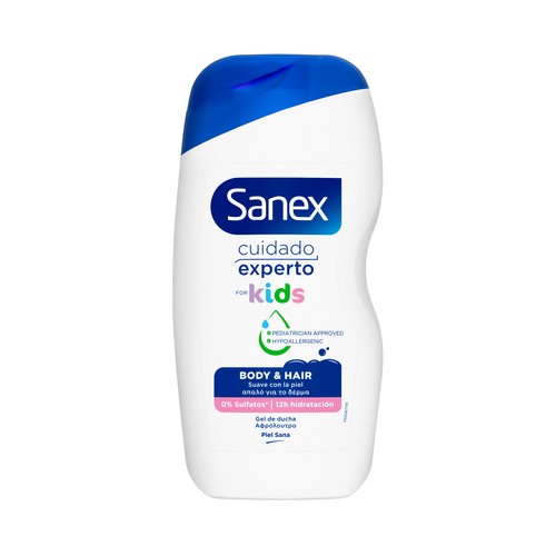 SANEX Cuidado experto kids Gel de ducha y espuma de baño, para todo tipo de peiels 475 ml.