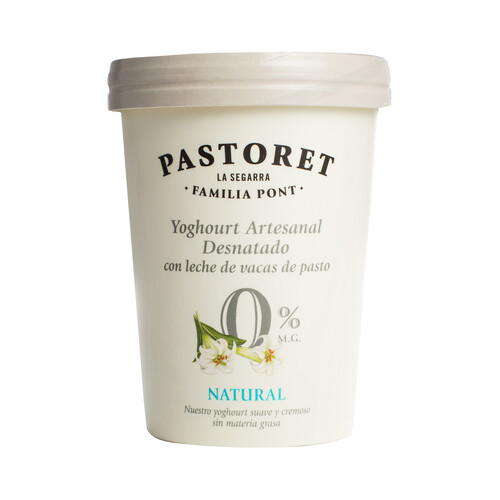 PASTORET Yogur artesanal desnatado 0% materia grasa, sabor natural 500 g.