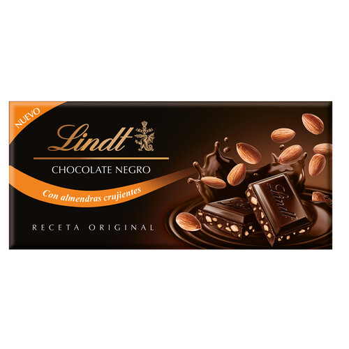 LINDT Chocolate negro con almendras crujientes 100 g.