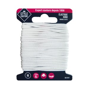 Imagen de Cinta elástica flexible color blanco para costura, 1,50mm x 8m, STYLE.