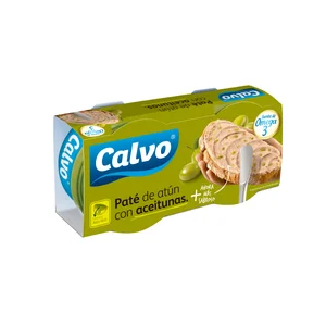 CALVO Paté de atún con aceitunas lata de 75 g. pack de 2 uds.
