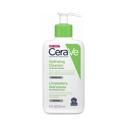 CERAVE Loción limpiadora hidratante sin perfume, para pieles normales a seca 236 ml.