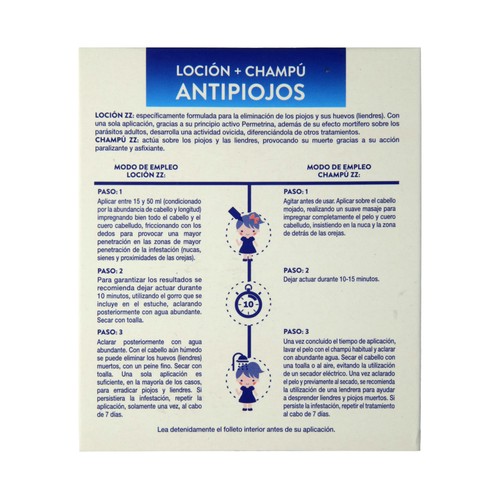ZZ Tratamiento (loción + champú) para la eliminación de liendres y piojos ZZ.
