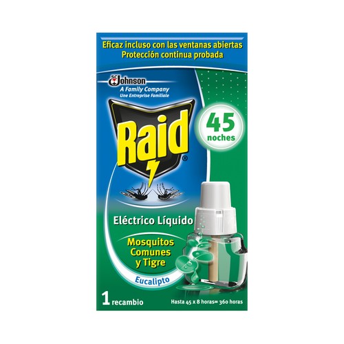 RAID Recambio insecticida eléctrico líquido, eucalipto  27 ml.