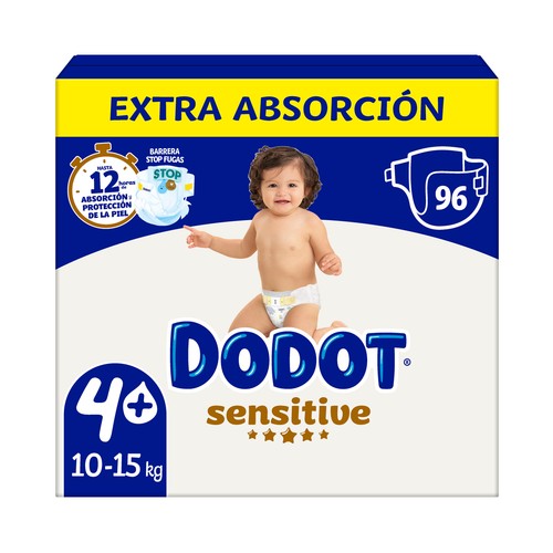 DODOT Sensitive Pañales talla 4+ (10-15 kg) 96 uds.