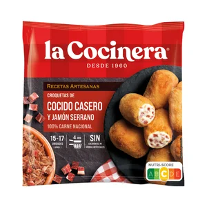 LA COCINERA Recetas artesanas Croquetas artesanas de cocido casero con jamón serrano 500 g.