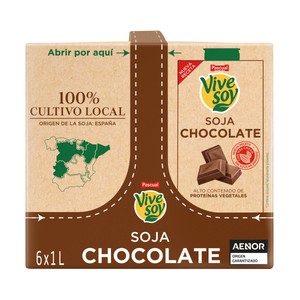 Imagen de VIVESOY de Pascual Bebida vegetal de soja con chocolate 6 x 1 l.